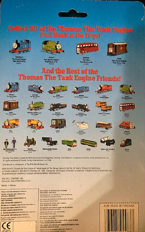 Rear view of ERTL Pull Back & Go packaging