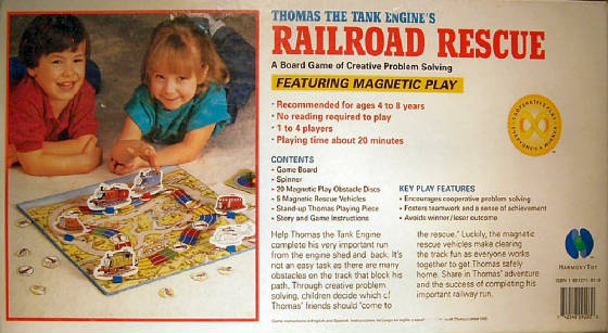 Railroad Rescue board game (rear) 1992