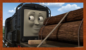 Diesel shunts the logs from the Docks