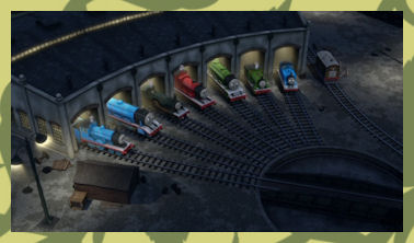 The engines hoot and cheer for Thomas!