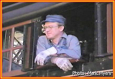 Linn Moedinger on the footplate of #475